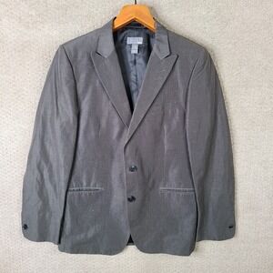 H&M Jacket Mens 38R Gray Striped Blazer Ramie Cotton Blend 2 Button Suit‎ Coat